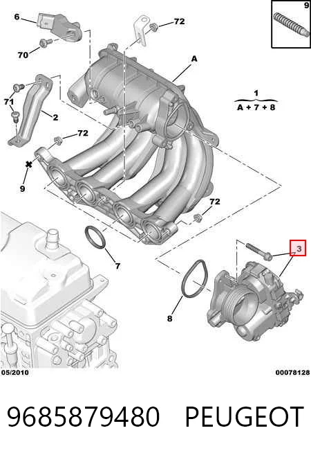 9685879480 Peugeot/Citroen Дросільна заслінка в зборі
