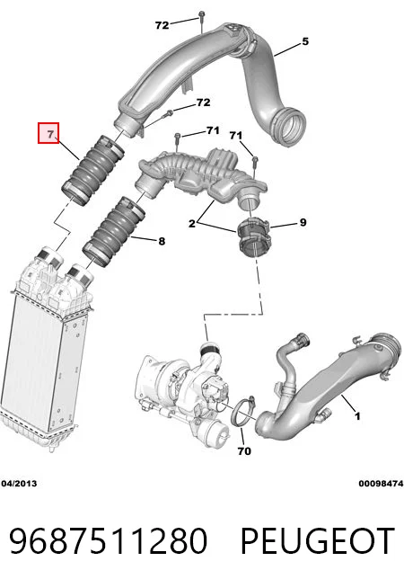 9687511280 Peugeot/Citroen Шланг/патрубок интеркуллера