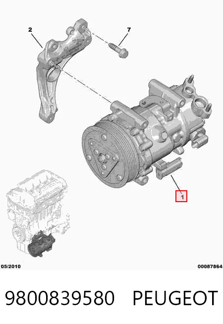 9800839580 Peugeot/Citroen Компресор холодоагенту