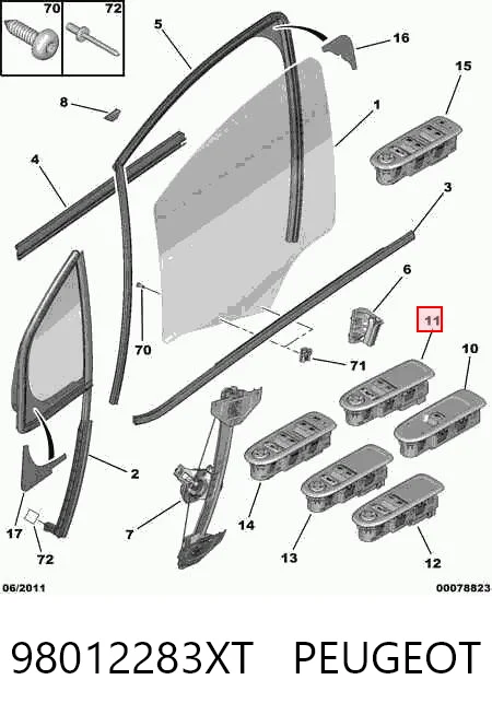 98012283XT Peugeot/Citroen Кнопки переднього лівого склопід'ємника