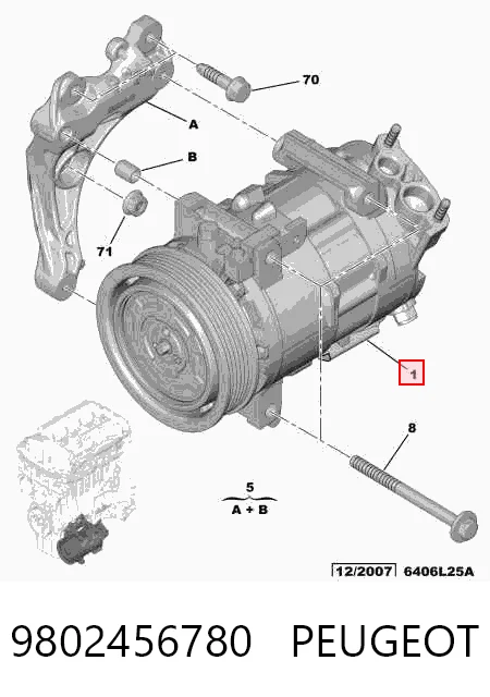 9802456780 Peugeot/Citroen Компресор холодоагенту