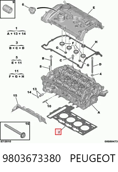 9803673380 Peugeot/Citroen Прокладка під головку