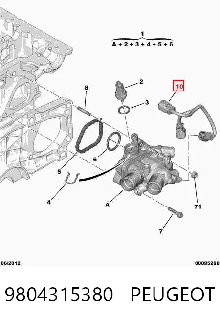 9804315380 Peugeot/Citroen Провід датчика температури охолоджувальної рідини