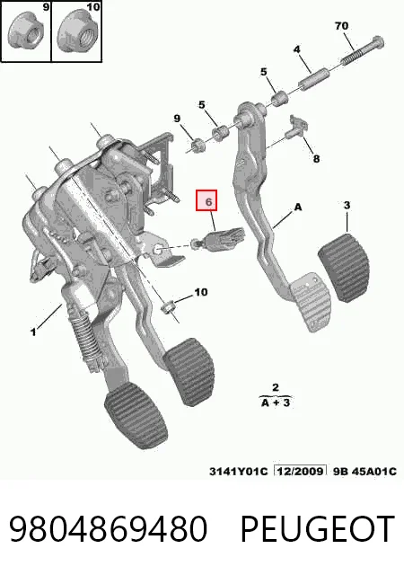 9804869480 Peugeot/Citroen Лягушка стоп-сигналу