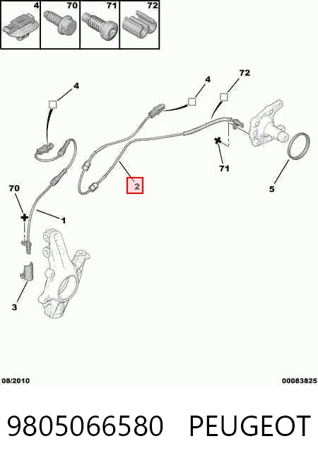 9805066580 Peugeot/Citroen Датчик АБС (ABS) задній