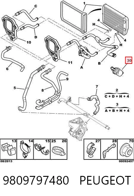 9809797480 Peugeot/Citroen Водяний насос охолодження електро додатковий