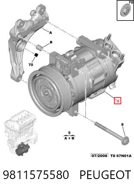 9811575580 Peugeot/Citroen Компресор холодоагенту