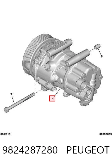 9824287280 Peugeot/Citroen Компресор холодоагенту