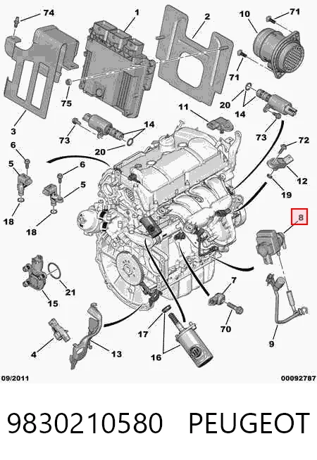 9830210580 Peugeot/Citroen Клапан перетворювач тиску наддуву (соленоїд)
