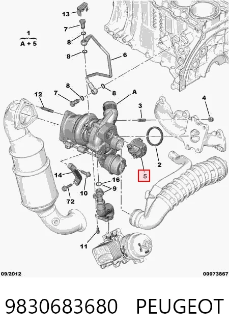 9830683680 Peugeot/Citroen Клапан рециркуляції наддувного повітря турбіни