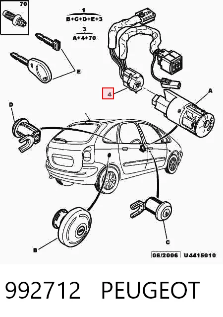 992712 Peugeot/Citroen Замок запалювання