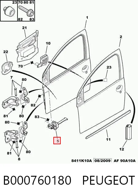 B000760180 Peugeot/Citroen Обмежувач відкриття дверей, передній