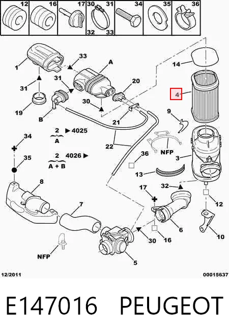 E147016 Peugeot/Citroen Повітряний фільтр двигуна