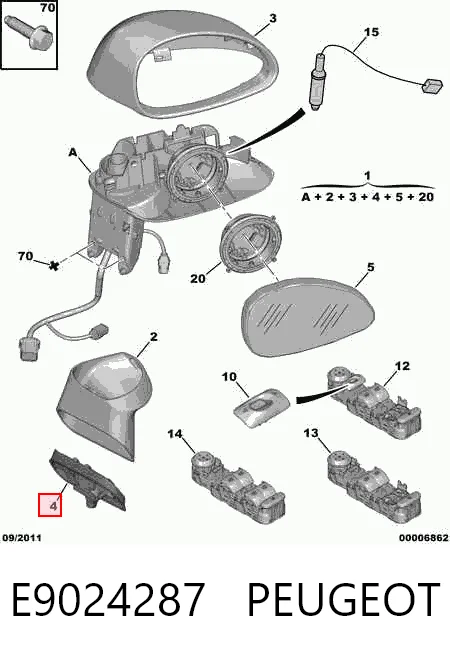 Ліве бічне дзеркало FPS 2008M57 ціна, від 9.26 USD