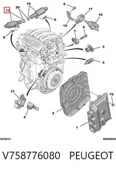 V758776080 Peugeot/Citroen Клапан електромагнітний положення розподільного