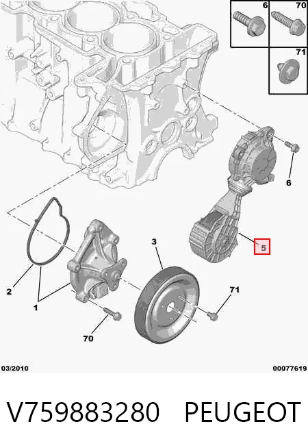 V759883280 Peugeot/Citroen Натяжна планка поліклинового ременя