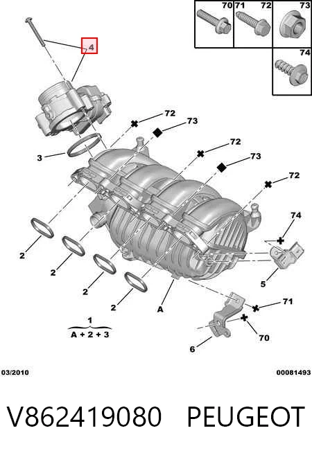V862419080 Peugeot/Citroen Дросільна заслінка в зборі