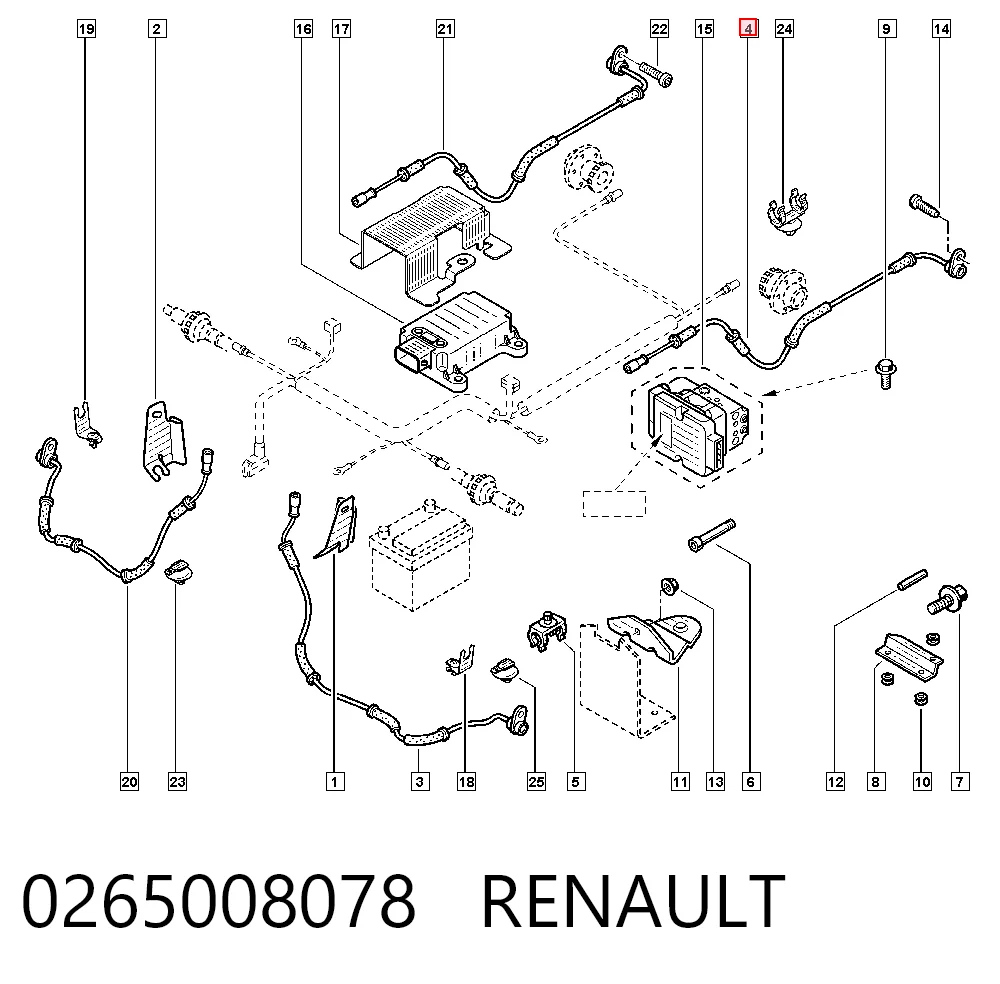 0265008078 Renault (RVI) Датчик АБС (ABS) задній