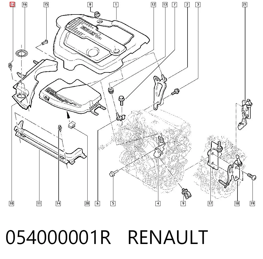 054000001R Renault (RVI) Пістон (кліп) кріплення решітки радіатора охолодження