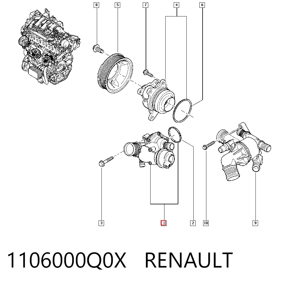  Корпус термостата Renault Megane 4