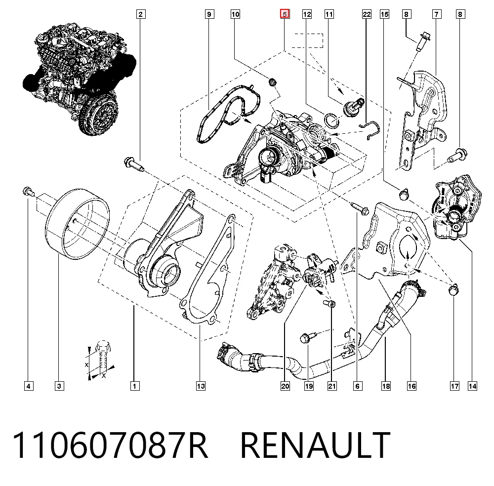 110607087R Renault (RVI) Корпус термостата в зборі