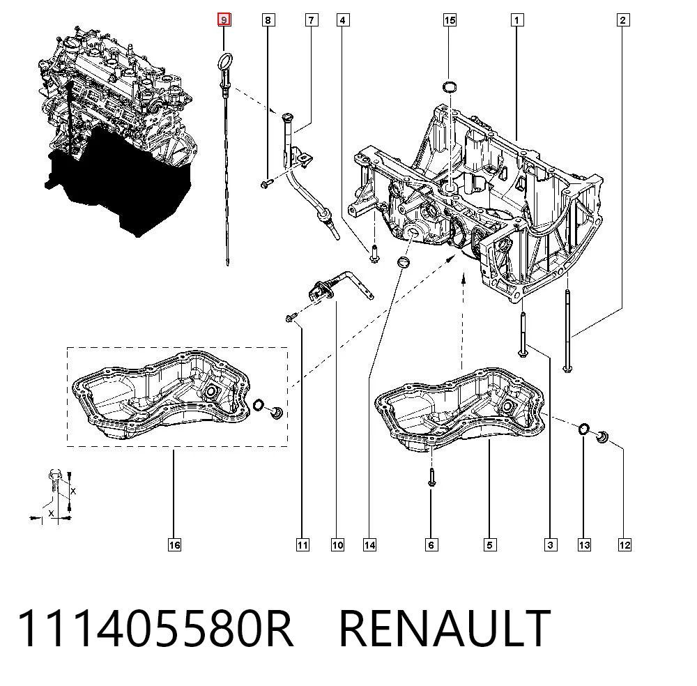 Покажчик рівня масла на Renault Scenic GRAND IV R9