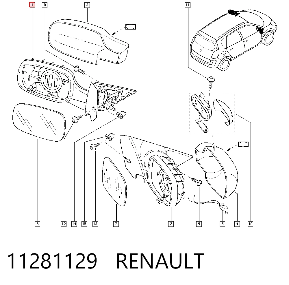 Дзеркало заднього виду, ліве на Renault Scenic GRAND II JM0, JM1
