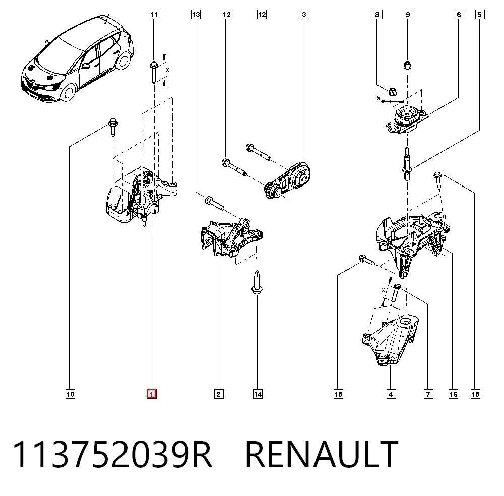 Права опора двигуна Polcar REEM108