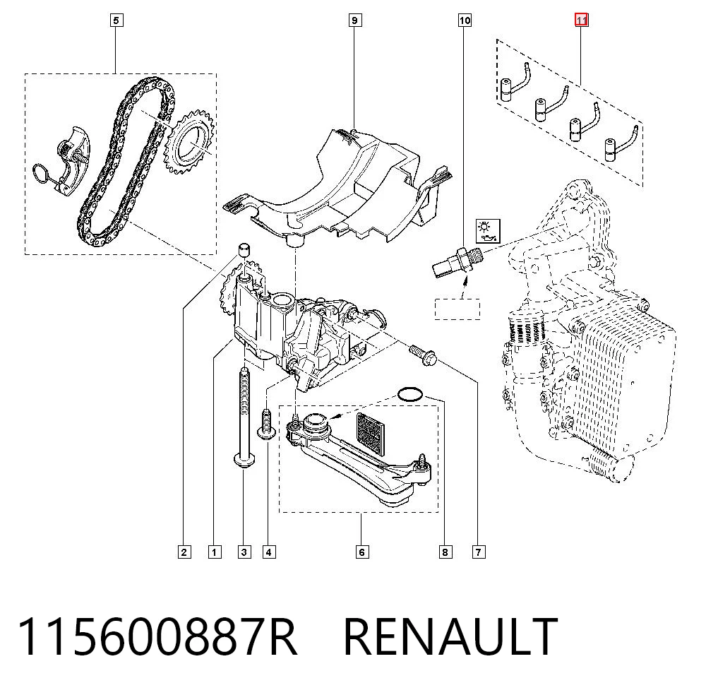 115600887R Renault (RVI) Форсунка масляна