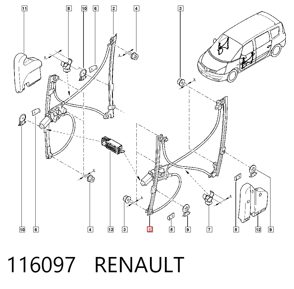 Купити Склопідйомник передньої лівої двері Renault Espace IV JK0