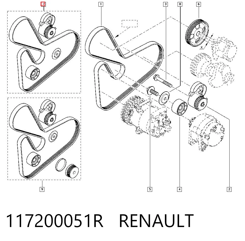 117200051R Renault (RVI) Ремінь приводний, агрегатів, комплект