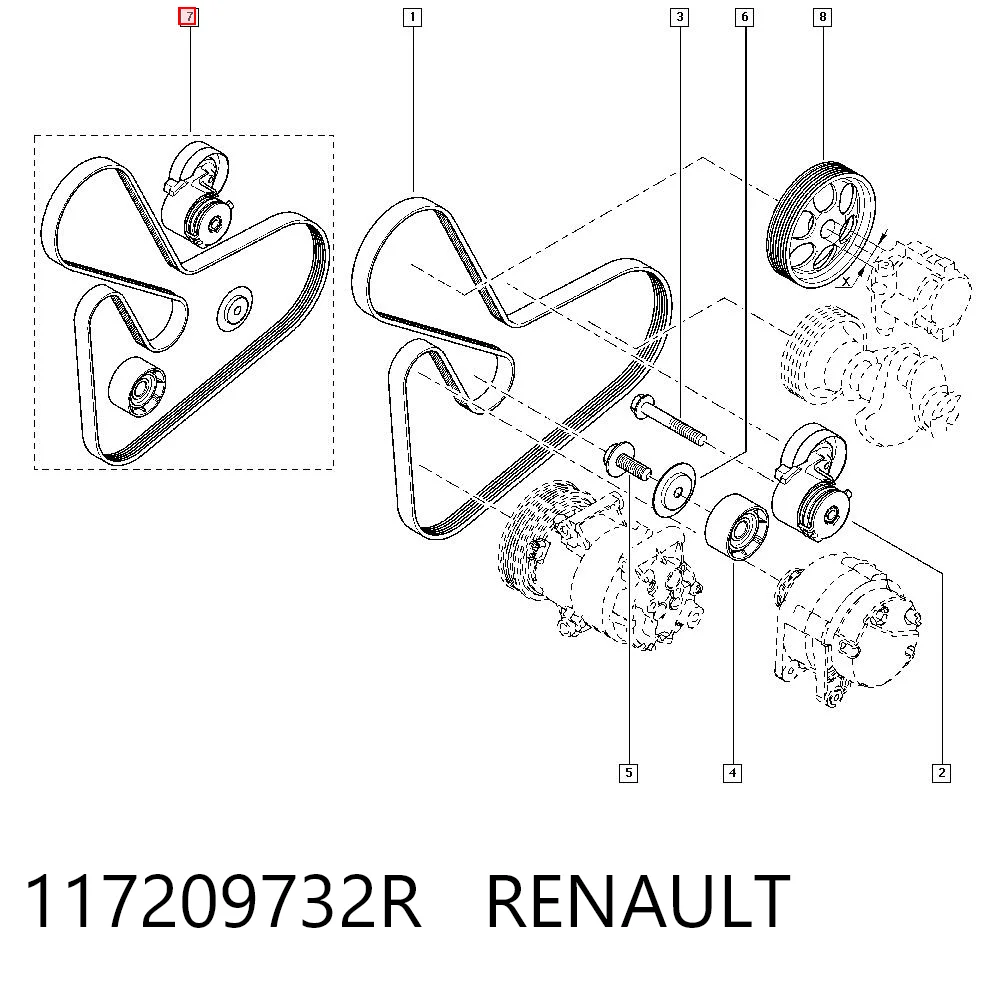 117209732R Renault (RVI) Ремінь приводний, агрегатів, комплект