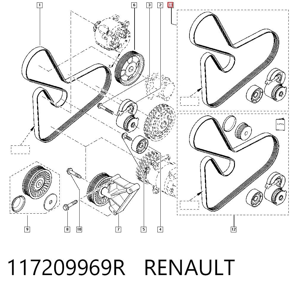 117209969R Renault (RVI) Ремінь приводний, агрегатів, комплект