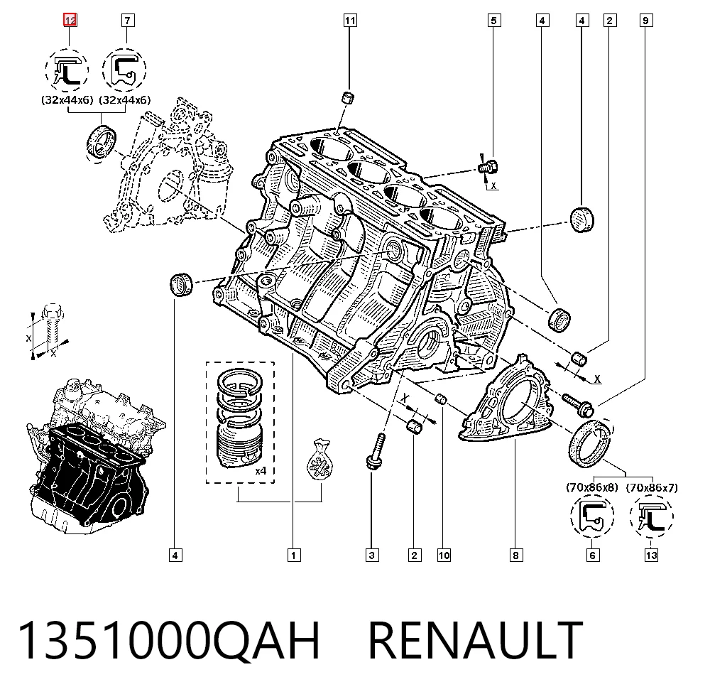  Сальник коленвалу Renault Clio 