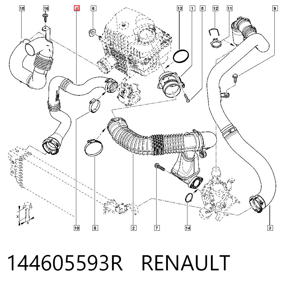 144605593R Renault (RVI) Трубка, що нагнітається