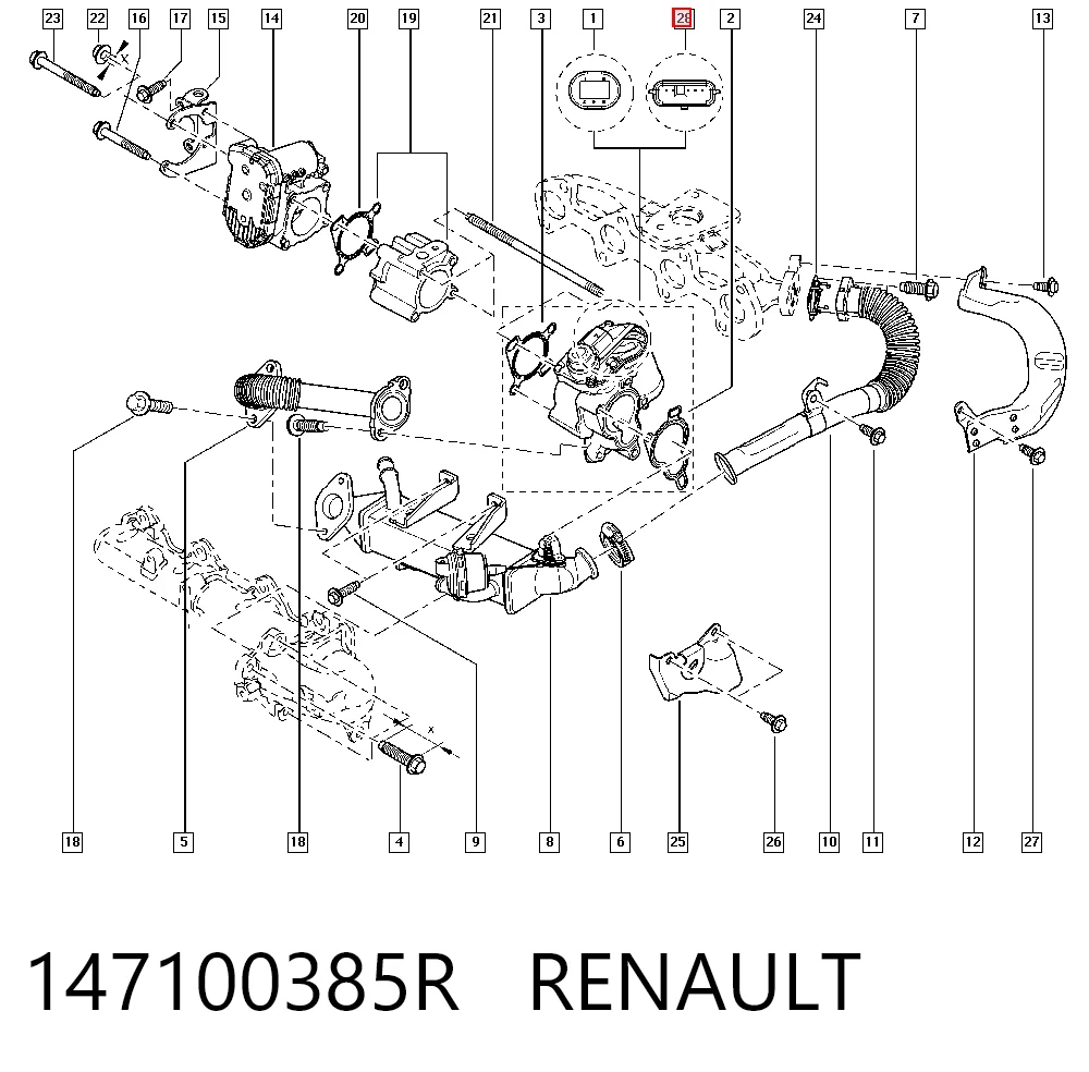 147100385R Renault (RVI) Клапан рециркуляції відпрацьованих газів EGR