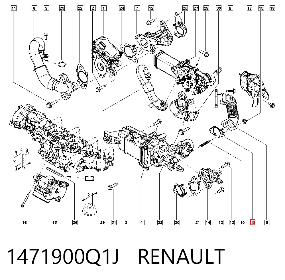 Прокладка холодильника EGR системи рециркуляції газів General Motors 95523620