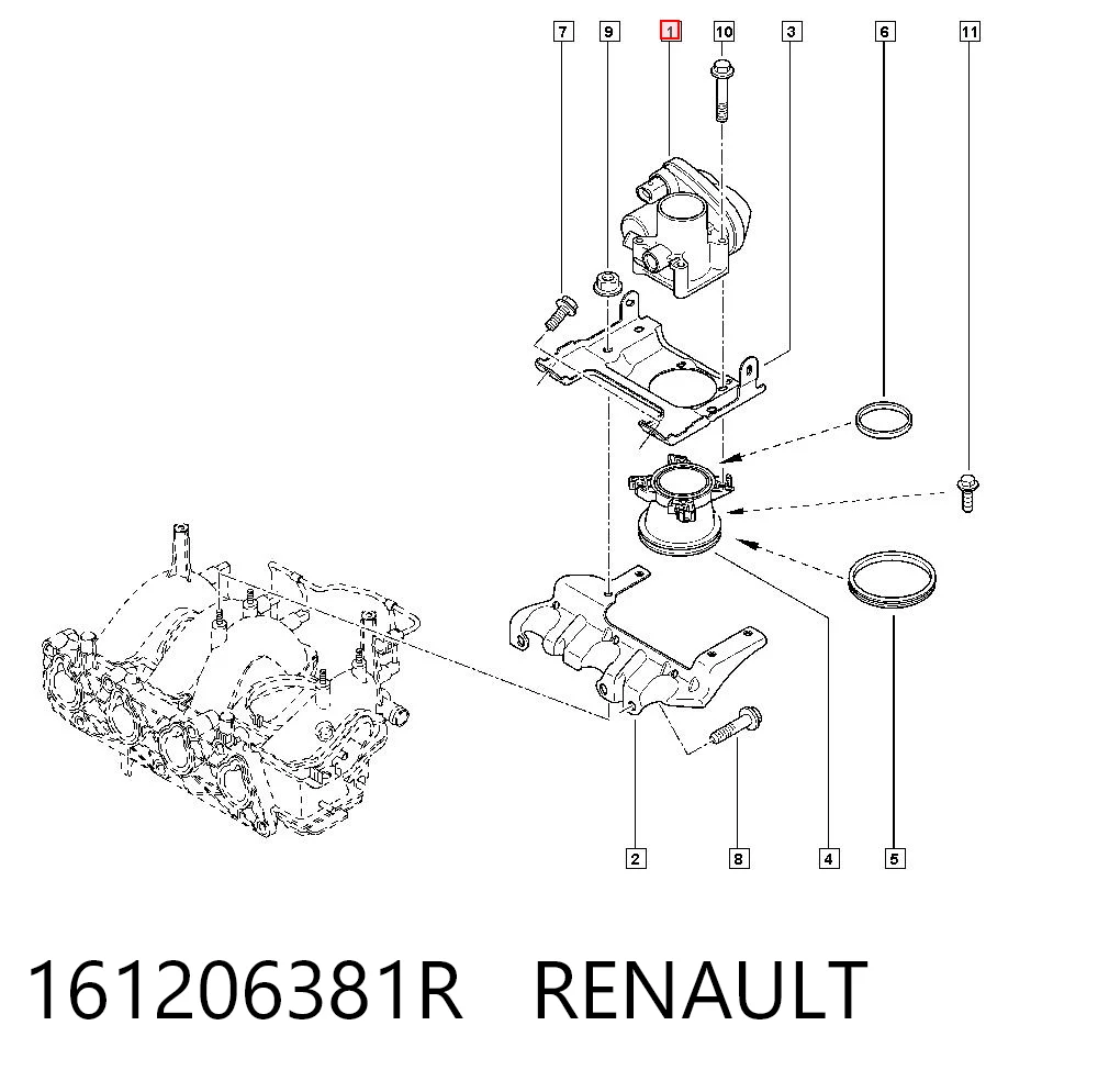 161206381R Renault (RVI) Дросільна заслінка в зборі