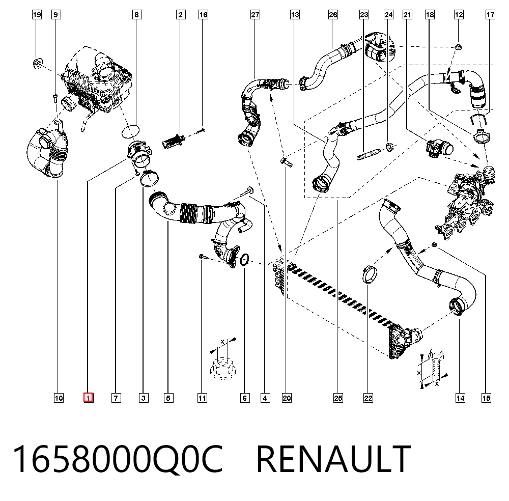 Гофра витратоміра повітря на Renault Master III EV, HV, UV