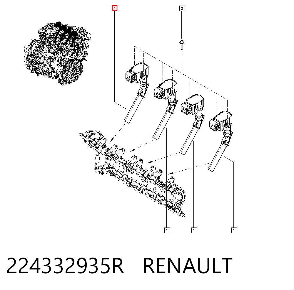 224332935R Renault (RVI) Котушка запалювання