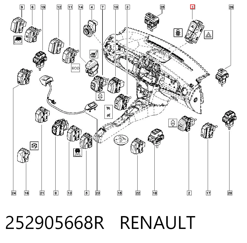 252905668R Renault (RVI) Аварійна кнопка