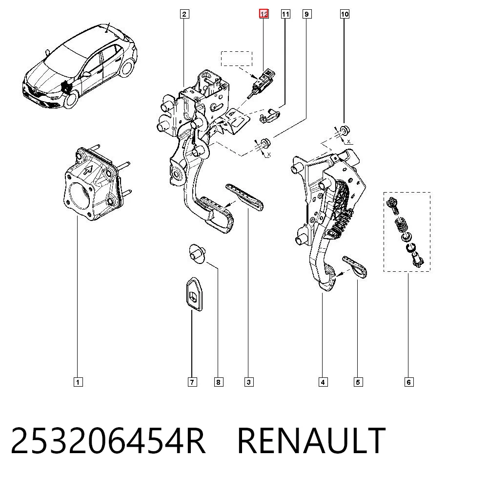 253206454R Renault (RVI) Лягушка стоп-сигналу