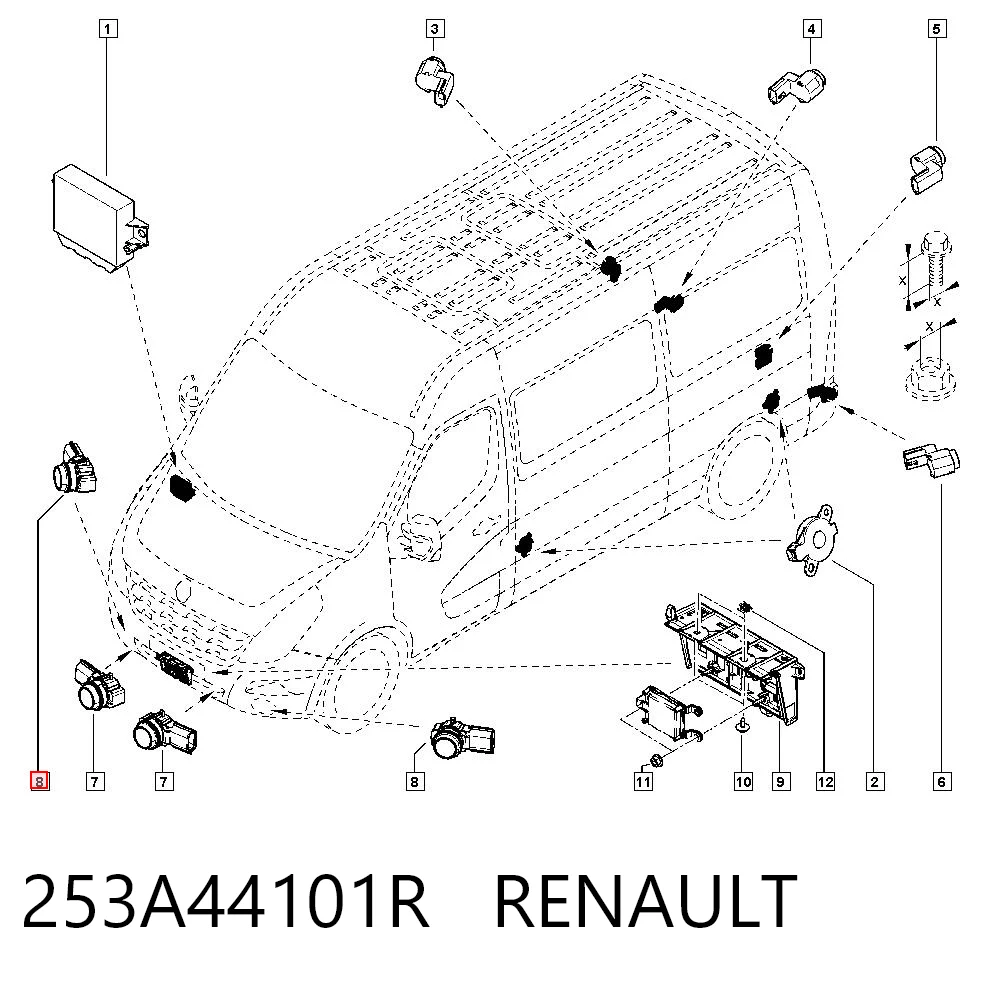 253A44101R Renault (RVI) Датчик сигналізації парковки, парктронік, бічний