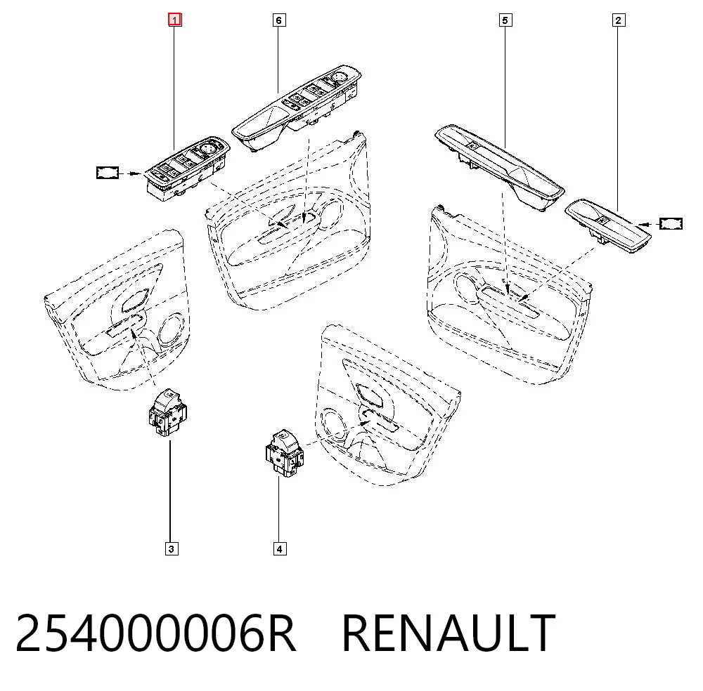 254000006R Renault (RVI) Кнопки переднього лівого склопід'ємника