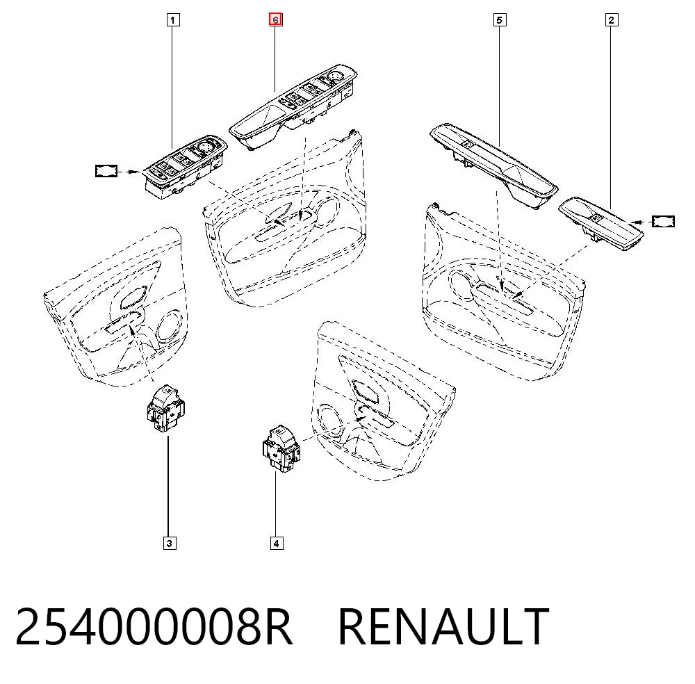 254000008R Renault (RVI) Кнопки переднього лівого склопід'ємника
