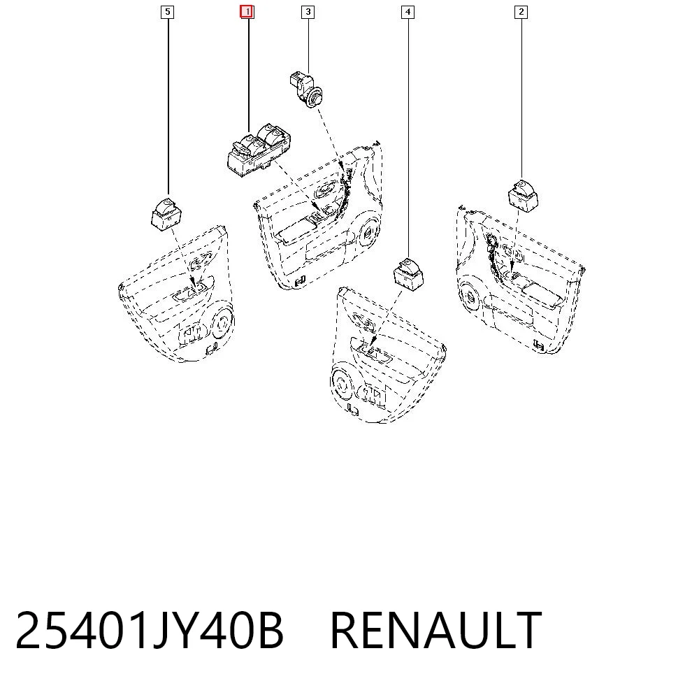 25401JY40B Renault (RVI) Кнопки переднього лівого склопід'ємника
