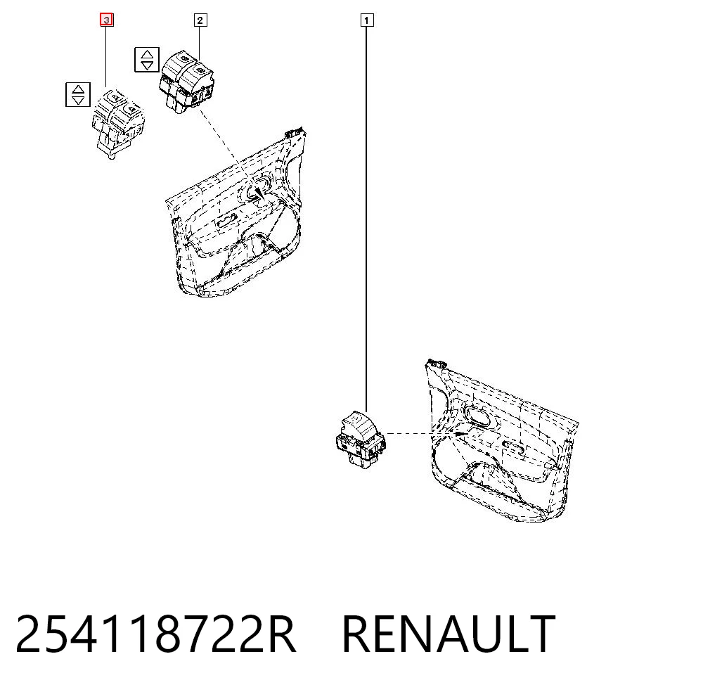 254118722R Renault (RVI) Кнопки переднього лівого склопід'ємника