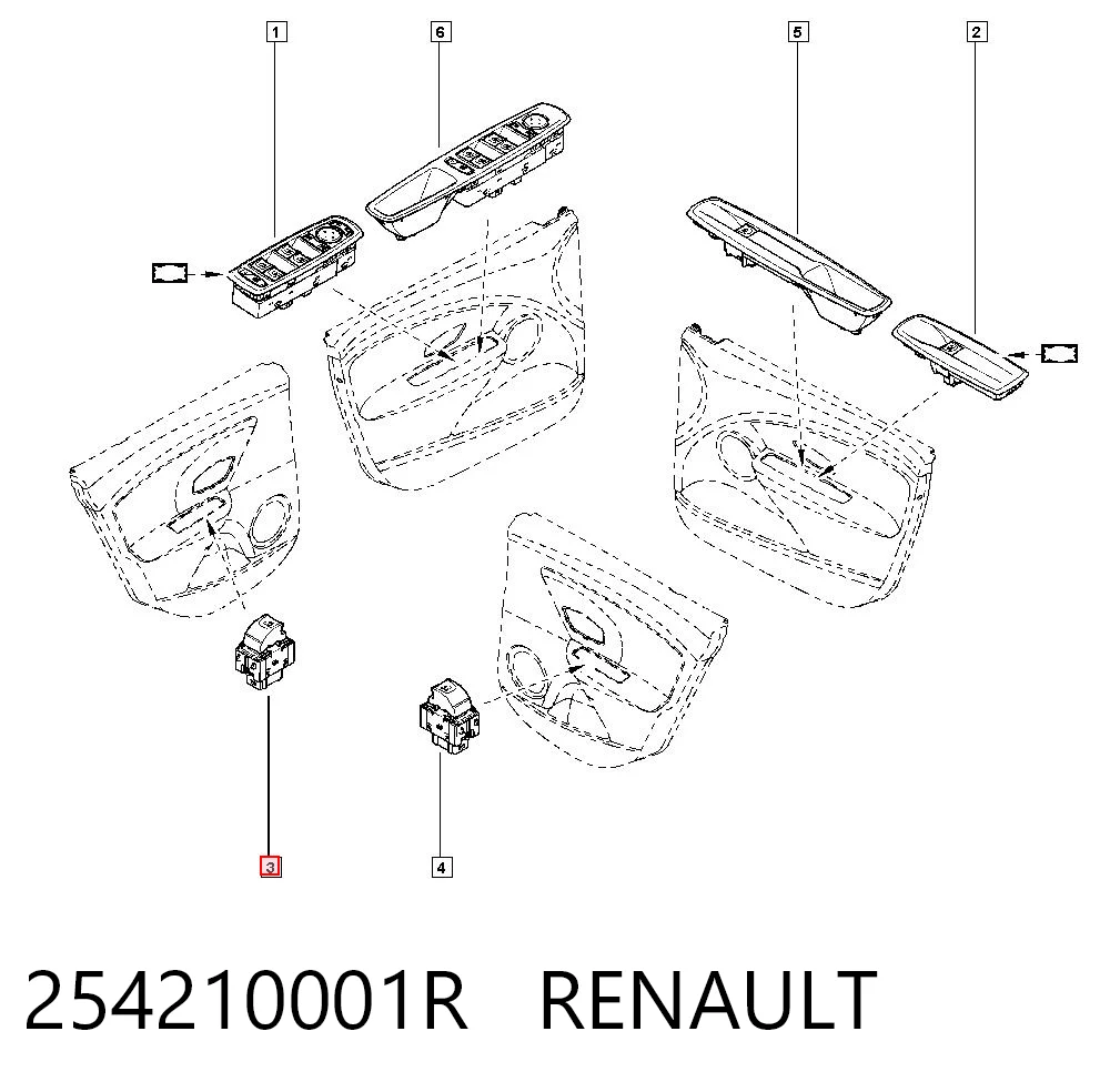 254210001R Renault (RVI) Кнопка підйомника переднього правого скла