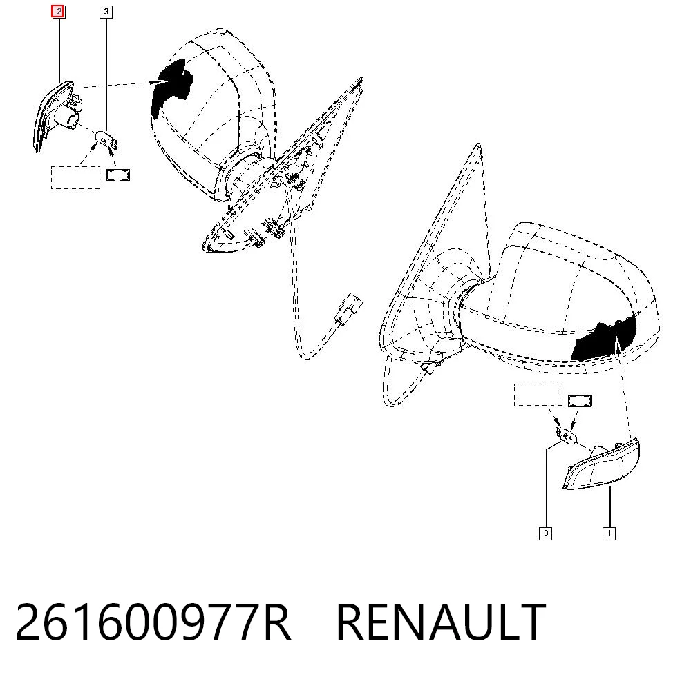 261600977R Renault (RVI) Покажчик повороту дзеркала, правий
