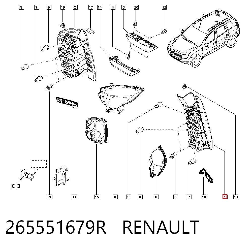 265551679R Renault (RVI) Задня ліва фара